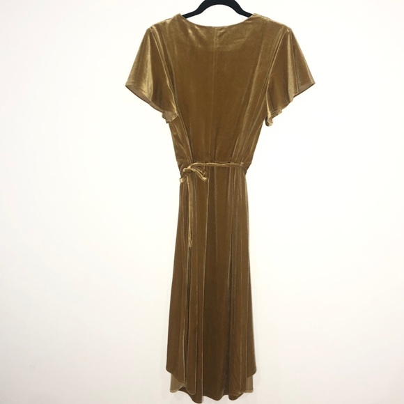 Lucy Paris Gold Veronica Velvet Wrap Dress V-Neck - Picture 4 of 4